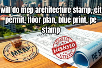 do mep architecture stamp, city permit, floor plan, blue print, pe stamp