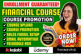 udemy online course promotion, kajabi business coaching course sales marketing