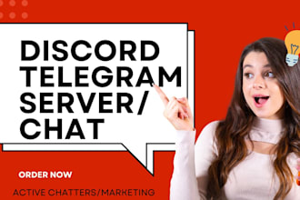 be your discord telegram server chat,  telegram discord chatters, marketing