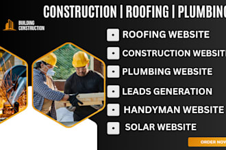 design construction website, plumbing, handyman website, roofing business web
