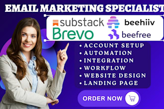 setup beefree substack automation beehiiv email campaign brevo email template va
