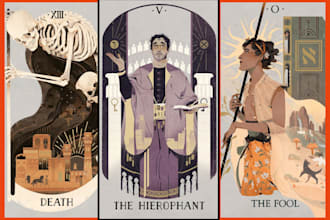 draw tarot cards, oracle, tarot reading card illustration tcg board game design