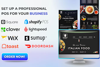 set up square pos, toast pos, clover pos, lightspeed, shopify pos, and doordash