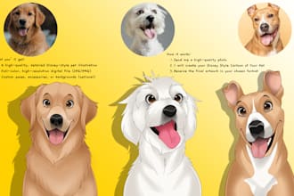 draw pet portrait with disney style
