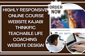 design online course website kajabi thinkific teachable life coaching website