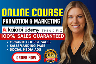 promote kajabi online course, udemy course marketing thinkific sales funnel