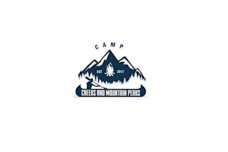 design vintage representing creeks mountain peaks logo