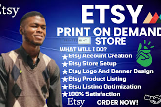 set up your etsy print on demand shop, etsy listing and etsy SEO, etsy pod