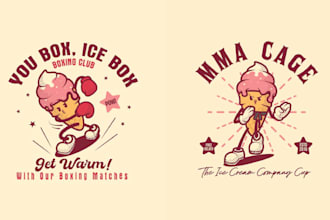 make vintage food ice cream cartoon logo