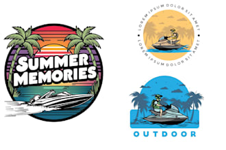 design amazing summer jetski logo