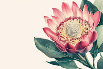 draw botanical illustrations of flowers, plants, fruits