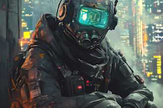 cyberpunk , scifi, nft art, robots character
