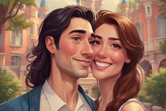 draw cartoon disney couple portrait