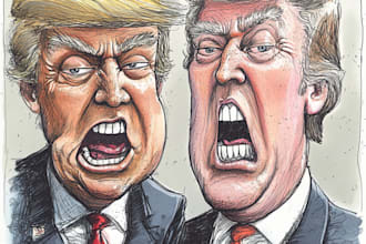 do a political caricature and cartoon art