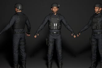 model 3d ue game characters and assets,deliver fbx,rig 3dmodel,realistic texture