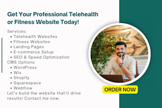 build telehealth website or fitness website or landing page