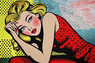 draw a retro pop art roy lichtenstein style