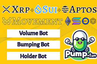 build volume, bumping and holder bot on pumpswap movement bsc xrp svm evm sui