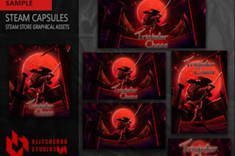 do steam capsule, game fantasy character design, game and marketing banner