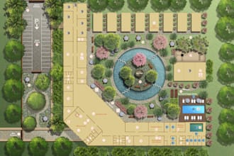 render architecture floor plans, master plans, landscape plans