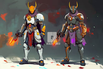 draw complete fantasy or sci fi concept character