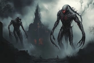 do sci fi horror and fantasy scene concept art illustrations