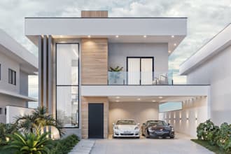 remodel exist plan to luxury house,modern facade,cozy interior,sweet home render
