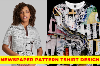 create custom newspaper pattern tshirt design