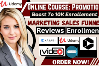 online course promotion udemy course enrollment thinkific marketing sales funnel