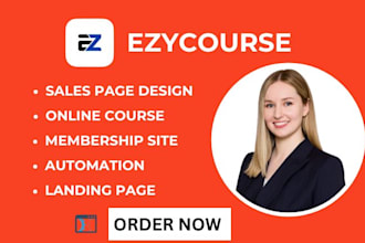 design ezycourse website, thinkific, unbounce landing page showit, systeme io