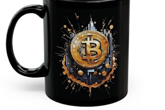 design a bitcoin token, gold coin, and blockchain badge logo