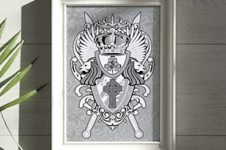 design a custom heraldic family crest or coat of arms logo