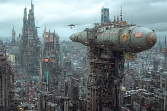 draw a sci fi and cyberpunk futuristic city art
