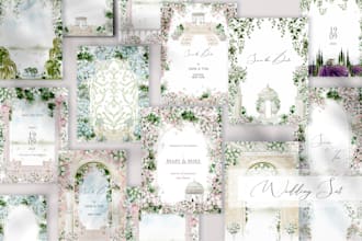 draw save the date watercolour wedding invite in my stile