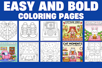 create bold and easy coloring pages for kids and adults KDP ready