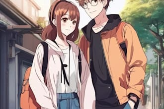 draw chili couple illustration anime character art