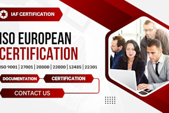 provide iso 9001, 20 000, 22000, 20001 documentation and certification