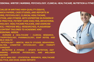 do nursing, healthcare, public health, nutrition, psychology essays and reports