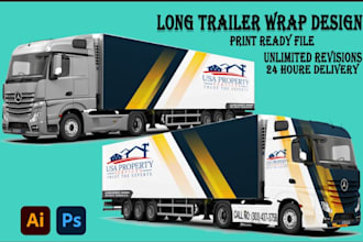 do long trailer wrap design, box trailer wrap, cargo truck wrap, vehicle wrap