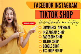 set up tiktok shop,instagram shop facebook shop or tik tok affiliate tiktok ads