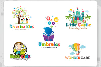 design daycare, childcare, baby shop, school and kids logo