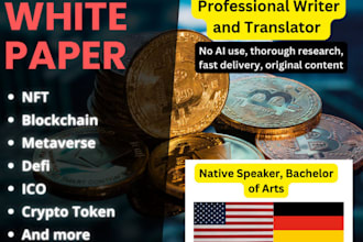 write and design blockchain, nft and crypto white paper memecoin, ico