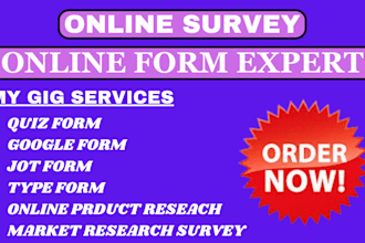 set up online survey using jotform, questionnaire, google form, quiz, cognito