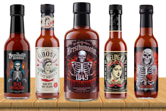 do label and logo for sauce, seasoning, BBQ, spice, pikliz dips salsa and food