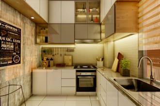 do kitchen design and 3d render