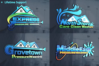 create a unique pressure washing home cleaning and power washing logo