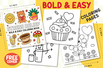 draw bold and easy coloring book pages for amazon KDP
