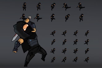 create 2d game character sprite sheet animation fighting attack combo pixel art