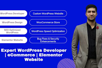 fix, develop ecommerce wordpress website design, elementor, divi, custom wp