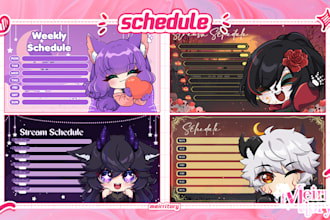 design cute editable streaming schedule for vtubers